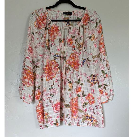 Lane Bryant Blouse Womens 22/24 Floral Flowy Shirt Boho Tunic Peasant‎ Romantic - Picture 1 of 10